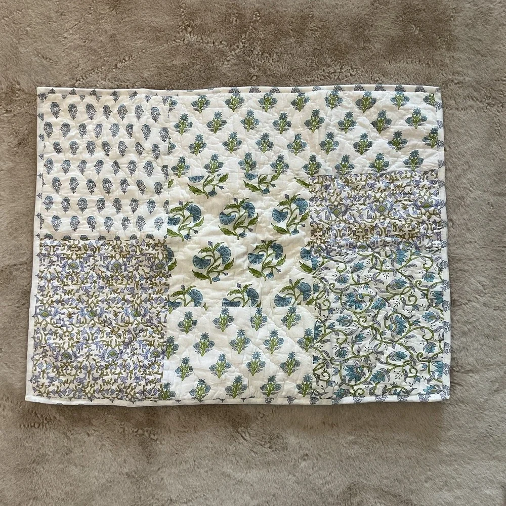 Pottery Barn ELLY Quilted Shams Set of 2 Standard 26x20 White Floral Cottagecore